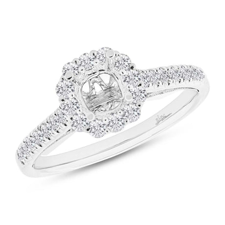 0.48ct 18k White Gold Diamond Semi-mount Ring for 0.75ct Center Size 6