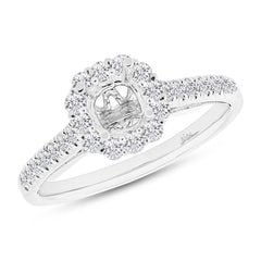 0.48ct 18k White Gold Diamond Semi-mount Ring for 0.75ct Center Size 6
