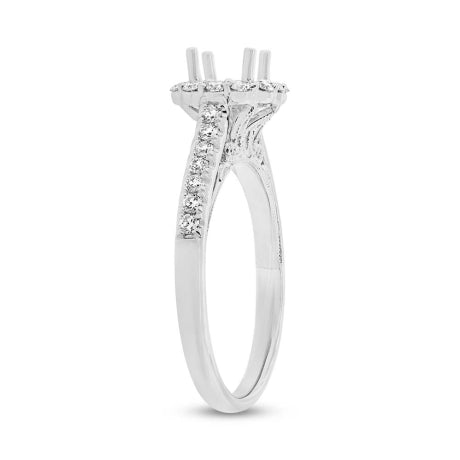 0.48ct 18k White Gold Diamond Semi-mount Ring for 0.75ct Center Size 6