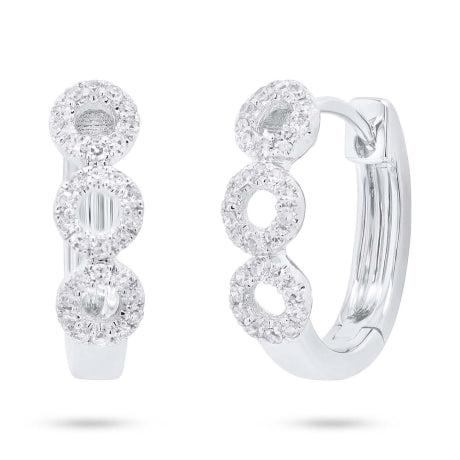 0.18ct 14k White Gold Diamond Semi Mount Huggie Earring