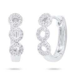 0.18ct 14k White Gold Diamond Semi Mount Huggie Earring