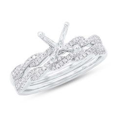 0.25ct 14k White Gold Diamond Semi-mount Ring 2-Pc for 1.00ct Center