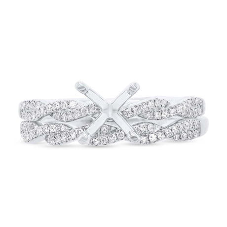 0.25ct 14k White Gold Diamond Semi-mount Ring 2-Pc for 1.00ct Center