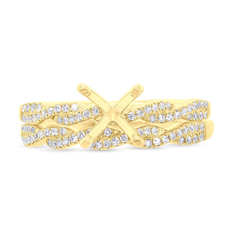 0.25ct 14k Yellow Gold Diamond Semi-mount Ring 2-Pc for 1.00ct Center