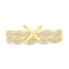 0.25ct 14k Yellow Gold Diamond Semi-mount Ring 2-Pc for 1.00ct Center