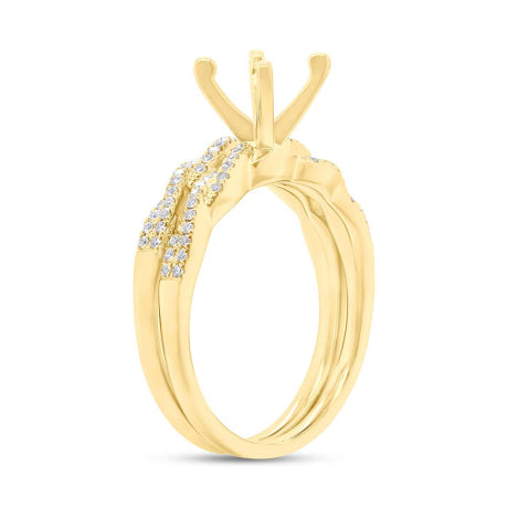 0.25ct 14k Yellow Gold Diamond Semi-mount Ring 2-Pc for 1.00ct Center