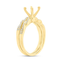 0.25ct 14k Yellow Gold Diamond Semi-mount Ring 2-Pc for 1.00ct Center