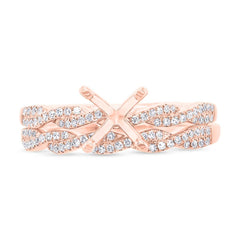 0.25ct 14k Rose Gold Diamond Semi-mount Ring 2-Pc for 1.00ct Center