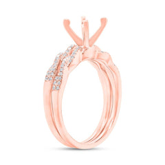 0.25ct 14k Rose Gold Diamond Semi-mount Ring 2-Pc for 1.00ct Center