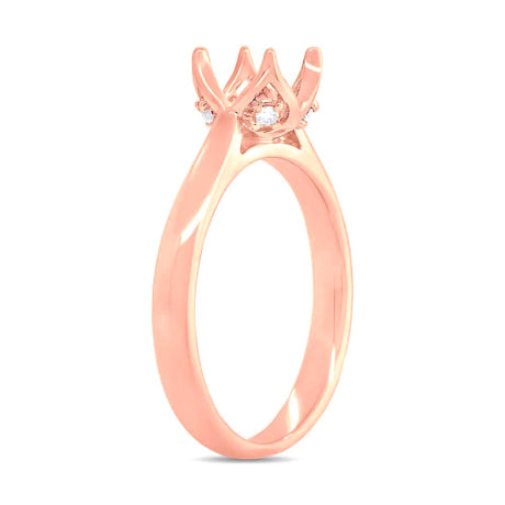 0.06ct 14k Rose Gold Diamond Semi-mount Ring for 0.75ct Center
