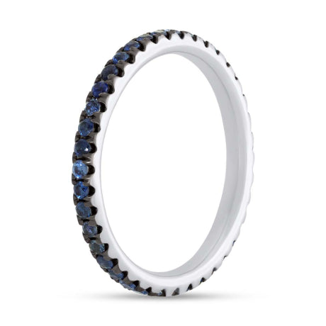 0.73ct 14k White Gold Blue Sapphire Eternity Band Size 8