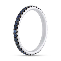 0.73ct 14k White Gold Blue Sapphire Eternity Band Size 8