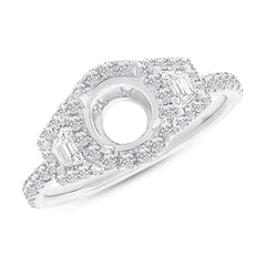 1.00ct 18k White Gold Diamond Semi-mount Ring for 1.00ct Center Size 6