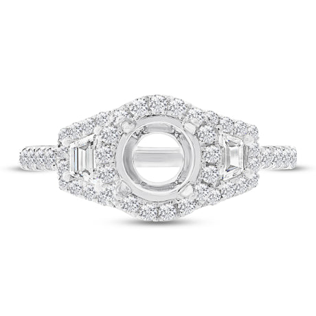 1.00ct 18k White Gold Diamond Semi-mount Ring for 1.00ct Center Size 6
