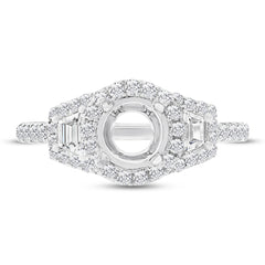 1.00ct 18k White Gold Diamond Semi-mount Ring for 1.00ct Center Size 6