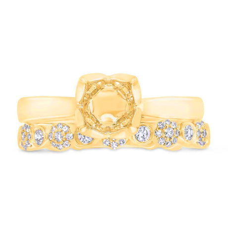 0.28ct 14k Yellow Gold Diamond Semi-mount Ring for 0.75ct Center