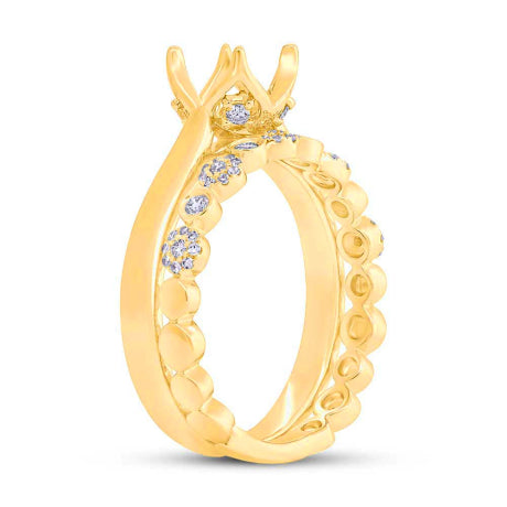 0.28ct 14k Yellow Gold Diamond Semi-mount Ring for 0.75ct Center