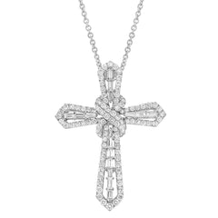 2.05ct 14k White Gold Diamond Cross Necklace