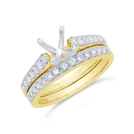 0.48ct 14k Yellow Gold Diamond Semi-mount Ring 2-pc for 0.75ct Center