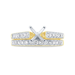 0.48ct 14k Yellow Gold Diamond Semi-mount Ring 2-pc for 0.75ct Center
