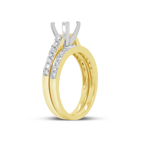 0.48ct 14k Yellow Gold Diamond Semi-mount Ring 2-pc for 0.75ct Center