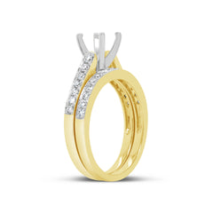 0.48ct 14k Yellow Gold Diamond Semi-mount Ring 2-pc for 0.75ct Center