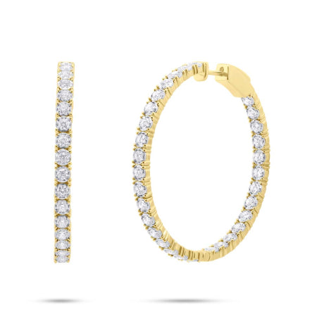1.90ct 14k Yellow Gold Diamond Hoop Earring