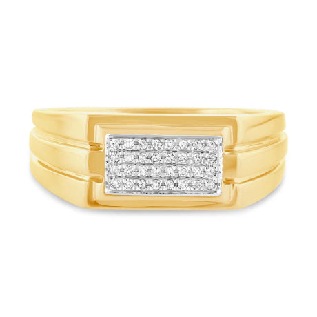 0.14ct 14k Yellow Gold Diamond Men's Ring Size 13