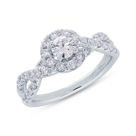 0.40ct Round Brilliant Center and 0.60ct Side 14k White Gold Diamond Engagement Ring Size 9