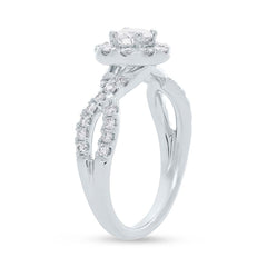 0.40ct Round Brilliant Center and 0.60ct Side 14k White Gold Diamond Engagement Ring Size 9