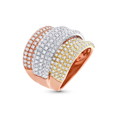 2.66ct 14k Three-tone Gold Diamond Lady's Ring Size 7.5