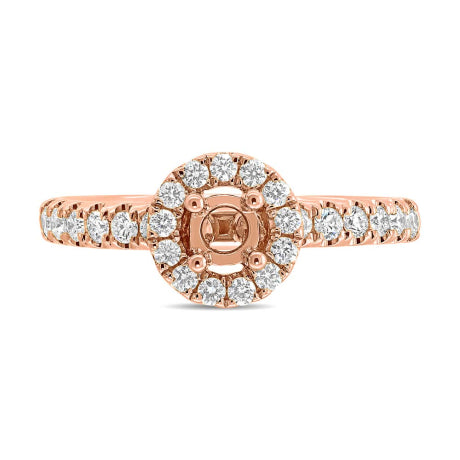 0.45ct 14k Rose Gold Diamond Semi-mount Ring for 0.40ct Center