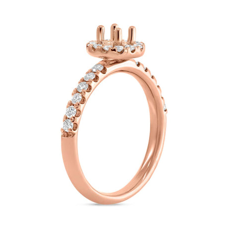 0.45ct 14k Rose Gold Diamond Semi-mount Ring for 0.40ct Center