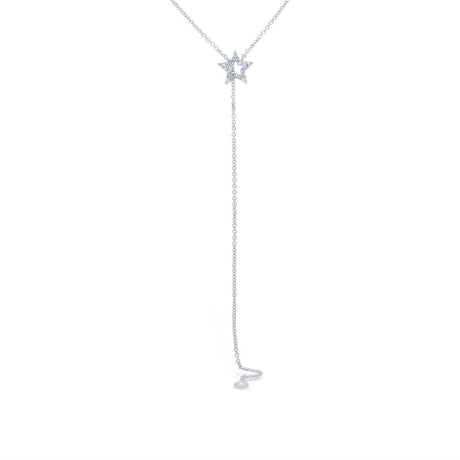 0.09ct 14k White Gold Diamond Star Lariat Necklace