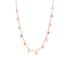 0.10ct 14k Rose Gold Diamond Stars Necklace 16