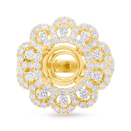 3.23ct 18k Yellow Gold Diamond Semi-mount Ring