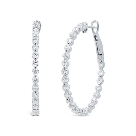 3.20ct 14k White Gold Diamond Hoop Earring