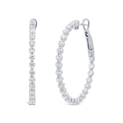 3.20ct 14k White Gold Diamond Hoop Earring