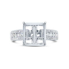 0.90ct 18k White Gold Diamond Semi-mount Ring for 10x10mm Center