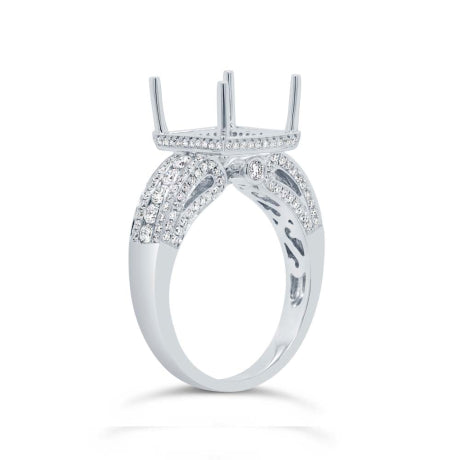 0.90ct 18k White Gold Diamond Semi-mount Ring for 10x10mm Center