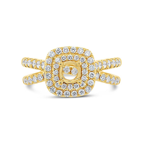 0.79ct 14k Yellow Gold Diamond Semi-mount Ring for 0.40ct Center