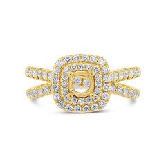 0.79ct 14k Yellow Gold Diamond Semi-mount Ring for 0.40ct Center
