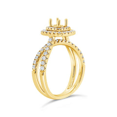 0.79ct 14k Yellow Gold Diamond Semi-mount Ring for 0.40ct Center