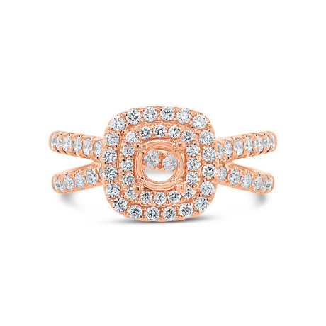0.79ct 14k Rose Gold Diamond Semi-mount Ring for 0.40ct Center