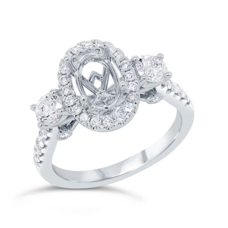 0.85ct 14k White Gold Diamond Semi-mount Ring Size 6