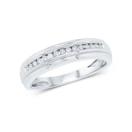 0.24ct 14k White Gold Diamond Men's Band