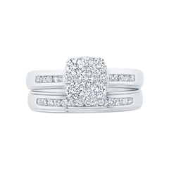 0.68ct 14k White Gold Diamond Wedding Set Cluster 2-pc