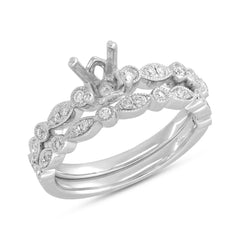 0.33ct 14k White Gold Diamond Semi-mount Ring for 0.75ct Center 2-pc