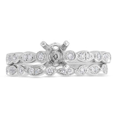 0.33ct 14k White Gold Diamond Semi-mount Ring for 0.75ct Center 2-pc