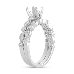 0.33ct 14k White Gold Diamond Semi-mount Ring for 0.75ct Center 2-pc